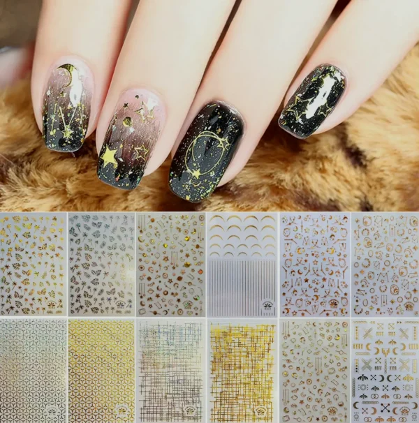 TOROKOM's 3D Metallic Nail Decals for Women