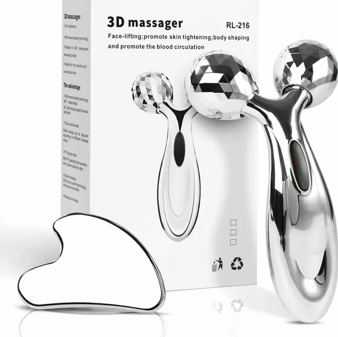 Stainless Gua Sha Set, Facial Device for Face Sculpting, Steel Massager