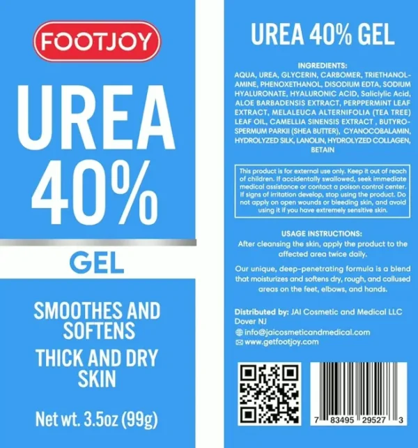 Urea Foot Gel 40% for Cracked Feet, Elbows
