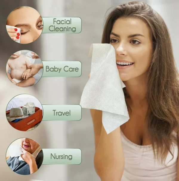 Single-use Biodegradable Facial Towels - Super Thick and Gentle (60 Count)