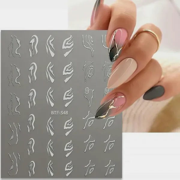 Six Packs Shiny French Manicure Art Stickers