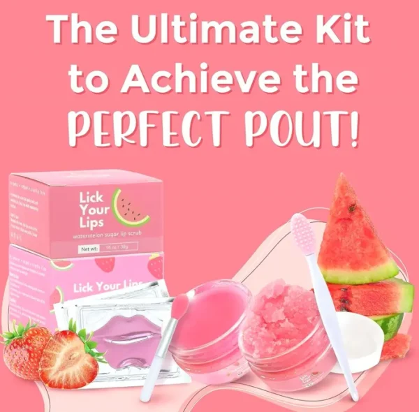 All-in-One Lip Therapy Set Including Mask, Scrub, Silicone Brush