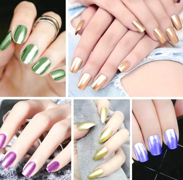 Ownest 12-Color Mirror Effect Polish Set, Long-Lasting Glossy Nail Art