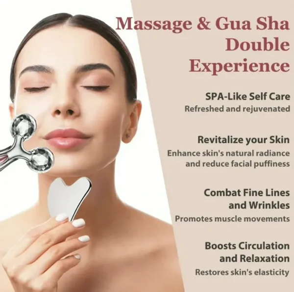 Stainless Gua Sha Set, Facial Device for Face Sculpting, Steel Massager