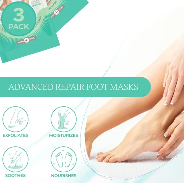 Peppermint and Tea Feet Masks - Hydrates Rough Heel, Soothes Tired Toes - Triple Pack