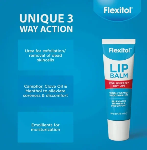 Flexitol Lip Balm, 0.35 oz Package, Cream White, 3 Count