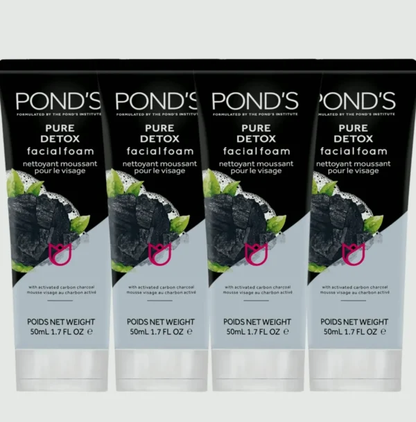 Pond’s Detox Facial Cleanser featuring Charcoal, 4-Pack (1.7 Oz)