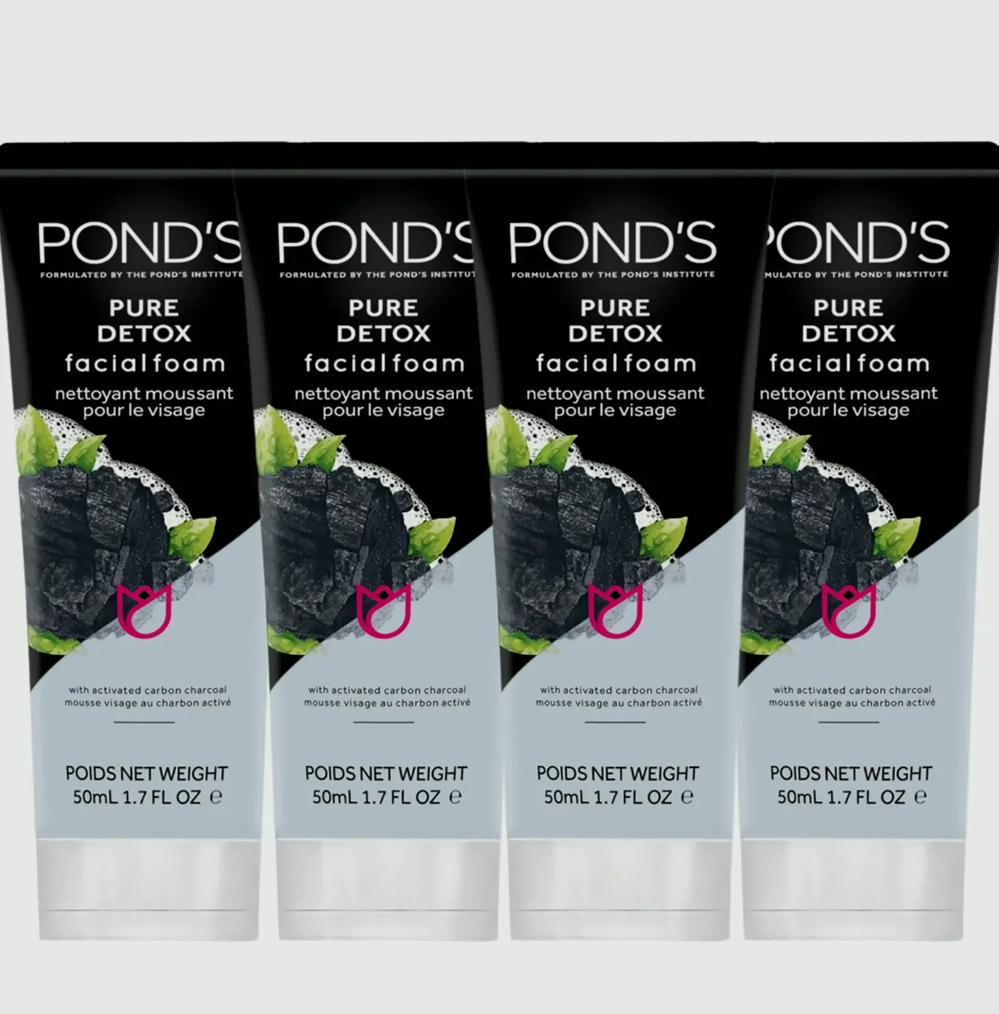 Pond’s Detox Facial Cleanser featuring Charcoal, 4-Pack (1.7 Oz)