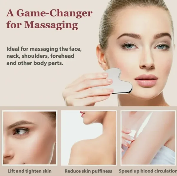 Stainless Gua Sha Set, Facial Device for Face Sculpting, Steel Massager