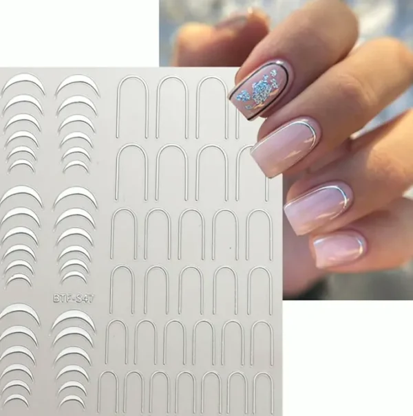 Six Packs Shiny French Manicure Art Stickers