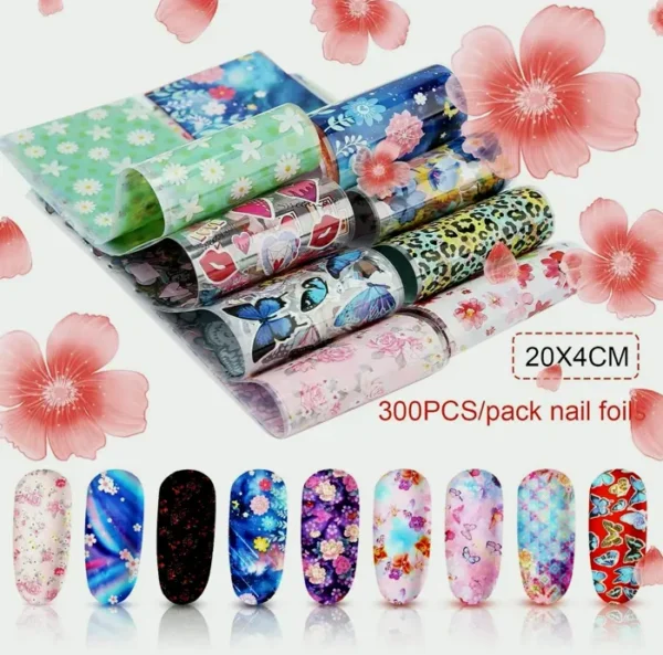 300 Pieces Nail Art Adhesive Decal Set