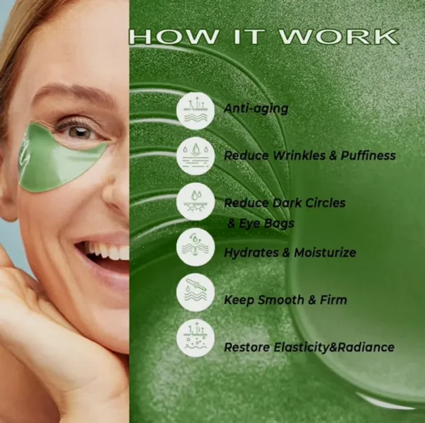 Green Tea Eye Masks for Puffy Eyes, Hydrating Gel Pads, 30 Sets