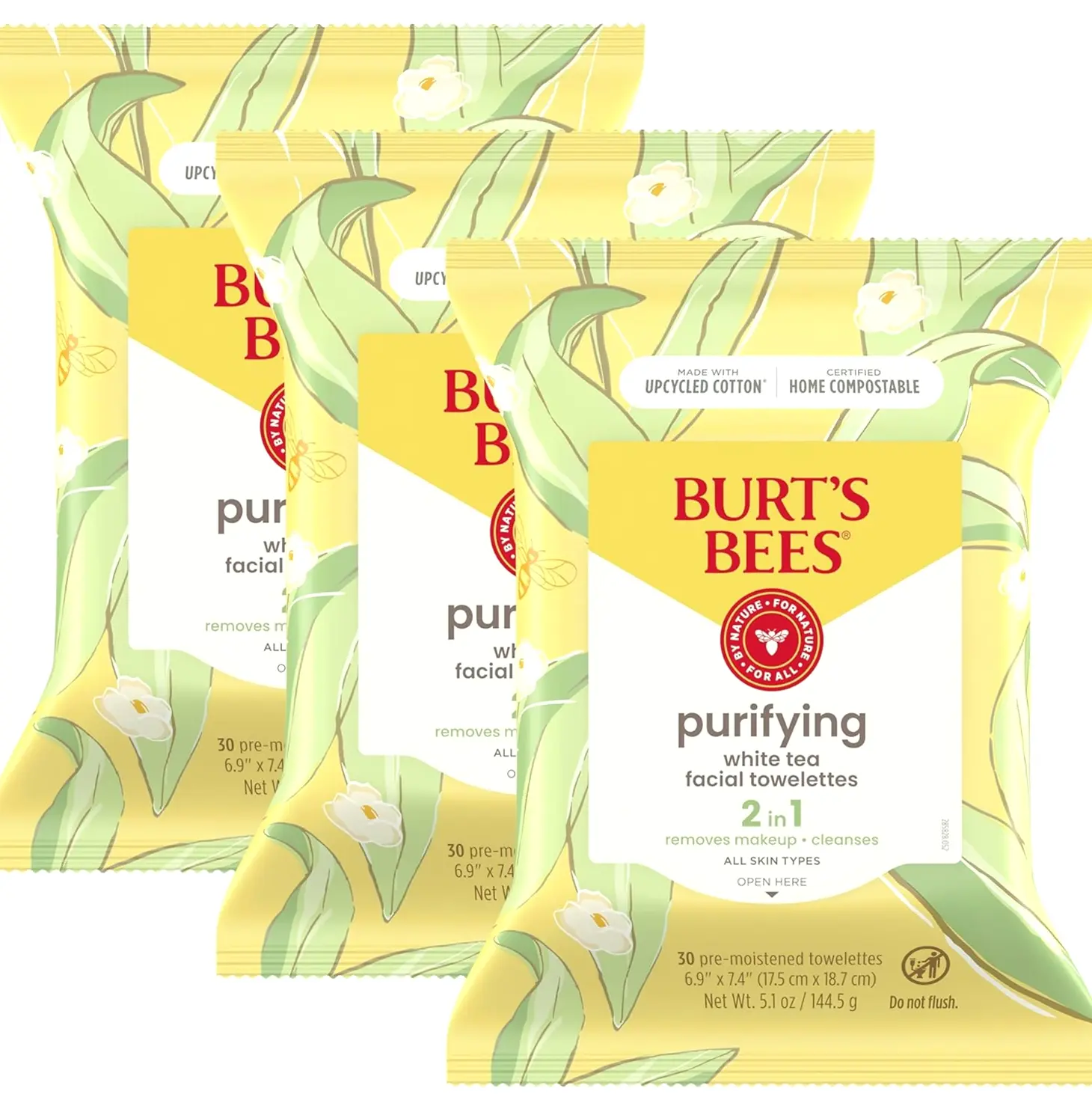 Burt's Tea Facial Wipes, Hydrating Makeup Remover, 30 Ct. Bundle