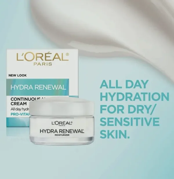 L’Oréal Hydra-Renew Facial Lotion for Dry Skin, 24-Hour Moisture, 1.7 Oz