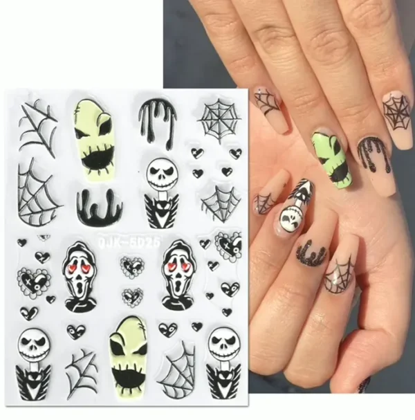 5D Halloween Nail Design Decals - Spooky Pumpkins
