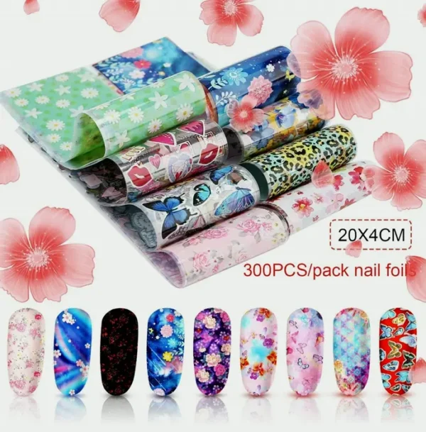 300 Pieces Nail Art Foil Stickers