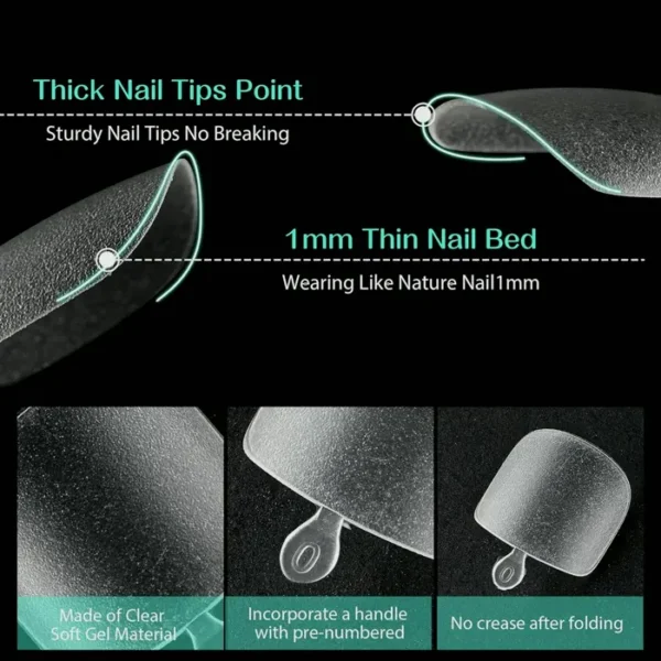 Soft Gel Short Square Toe Nail Tips - 12 Sizes