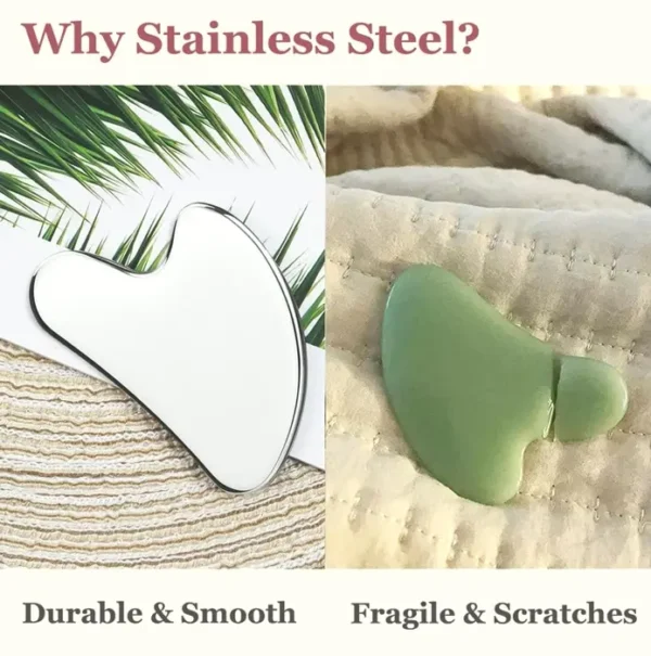 Stainless Gua Sha Set, Facial Device for Face Sculpting, Steel Massager