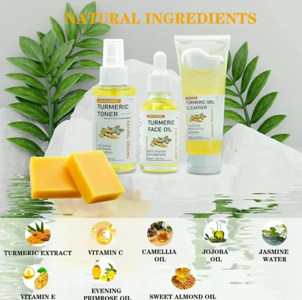 Five-Piece Curcuma Beauty Set, Facial Serum, Face Wash & Hydrator
