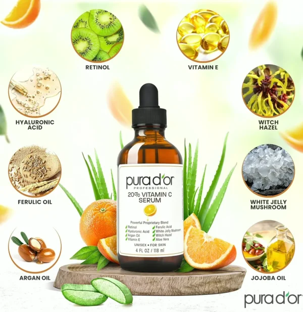 PURA D'OR 20% Vitamin C Elixir 4oz Best Value