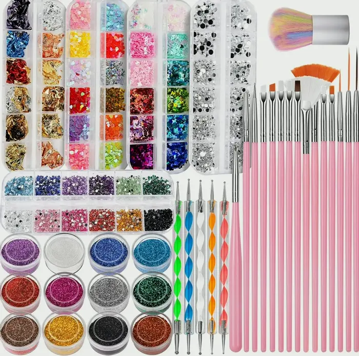 Fandamei's Nail Art Kit with Brushes & Rhinestones