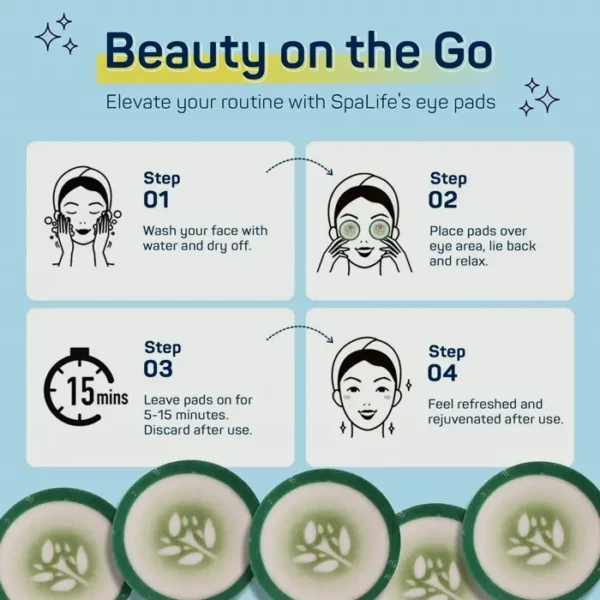 PamperedLife Soothing Eye Pads - For Dark Circles, Swollen Eyes and Wrinkles - 48 Pieces with Cucumber Extract