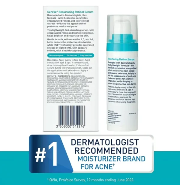 CeraVe Retinol Serum for Marks and Texture | Pore Minimizing and Brightening | Fragrance Free