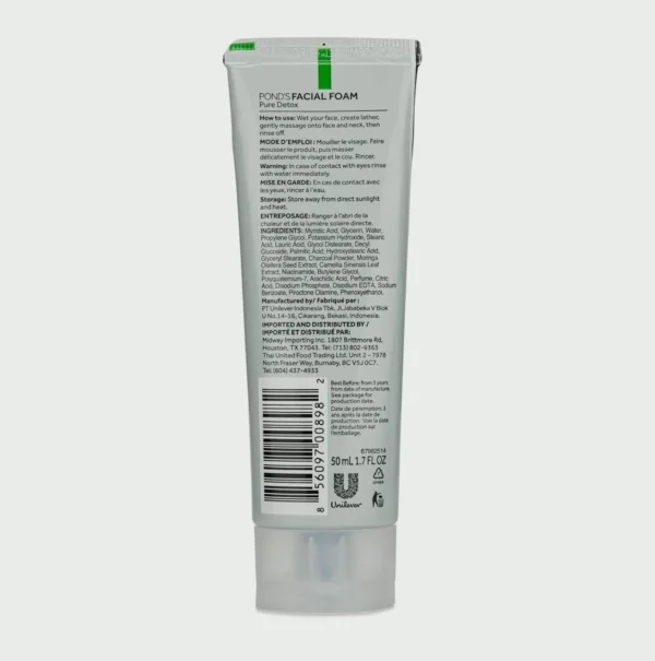 Pond’s Detox Facial Cleanser featuring Charcoal, 4-Pack (1.7 Oz)