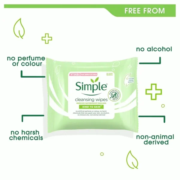 Simple Kind To Skin Face Cleansing Cloths - 25 Count