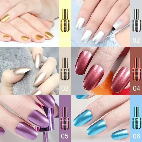 Ownest 12-Color Mirror Effect Polish Set, Long-Lasting Glossy Nail Art
