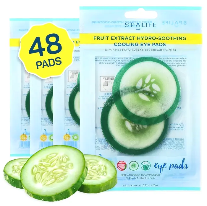 PamperedLife Soothing Eye Pads - For Dark Circles, Swollen Eyes and Wrinkles - 48 Pieces with Cucumber Extract