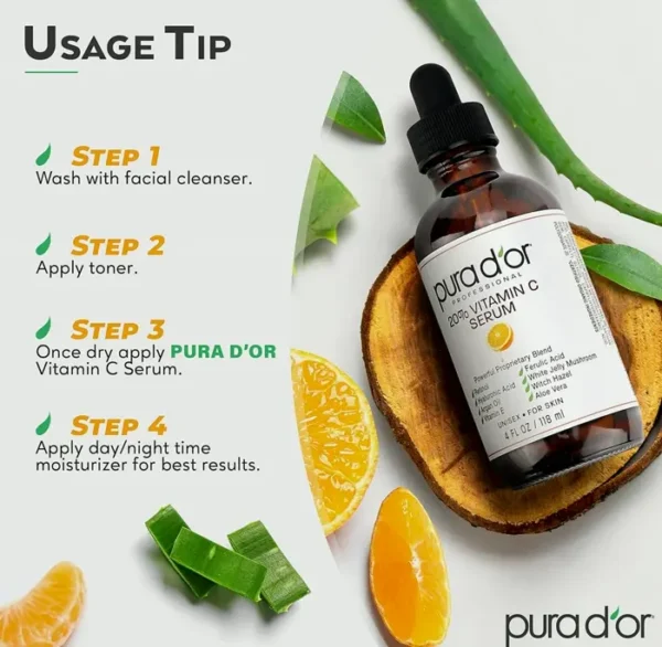 PURA D'OR 20% Vitamin C Elixir 4oz Best Value