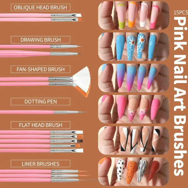 Fandamei's Nail Art Kit with Brushes & Rhinestones