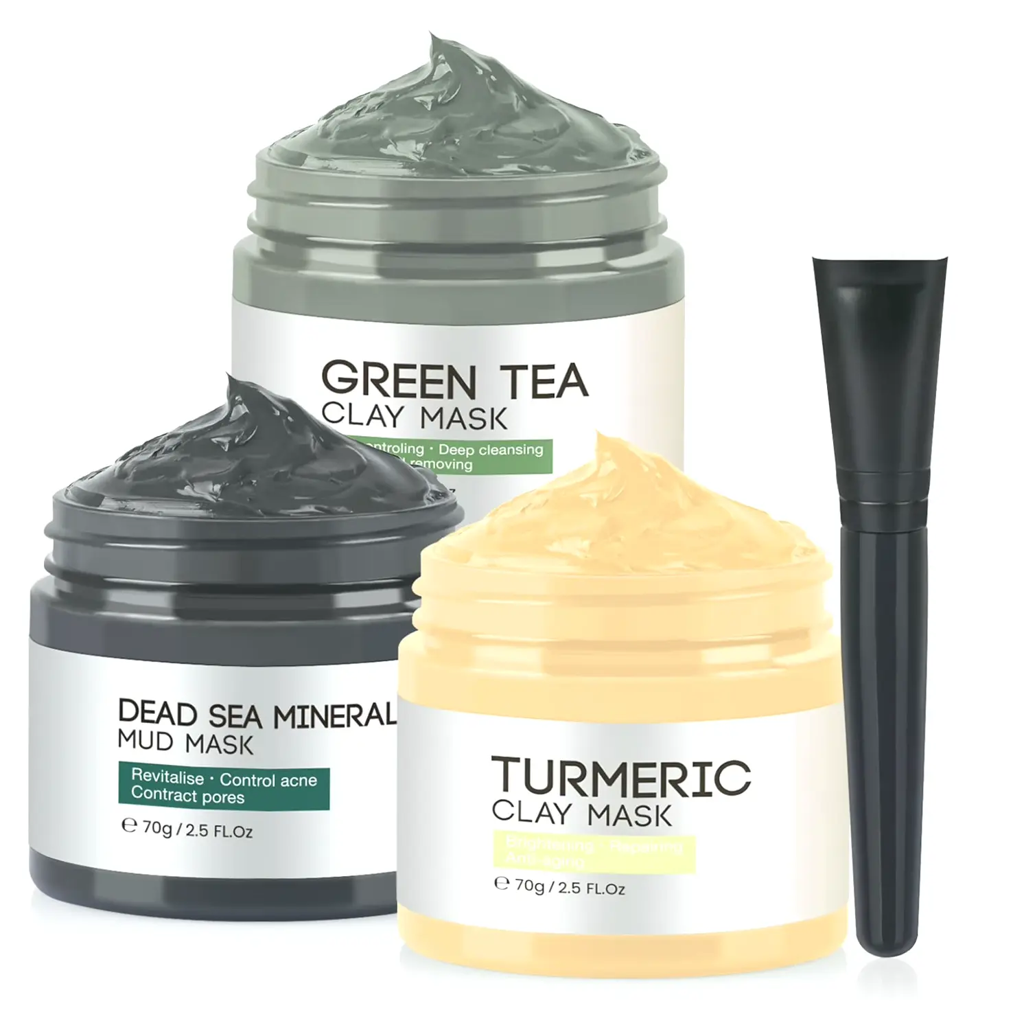 Face Masks Skincare: Turmeric Vit C & Green Tea, Dead Sea Clay