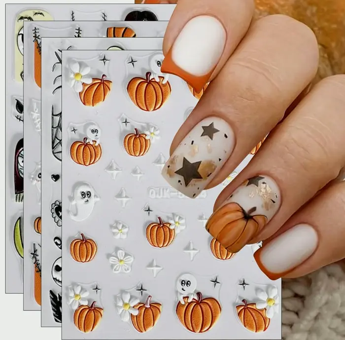 5D Halloween Nail Design Decals - Spooky Pumpkins