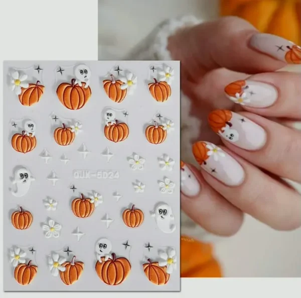 5D Halloween Nail Design Decals - Spooky Pumpkins