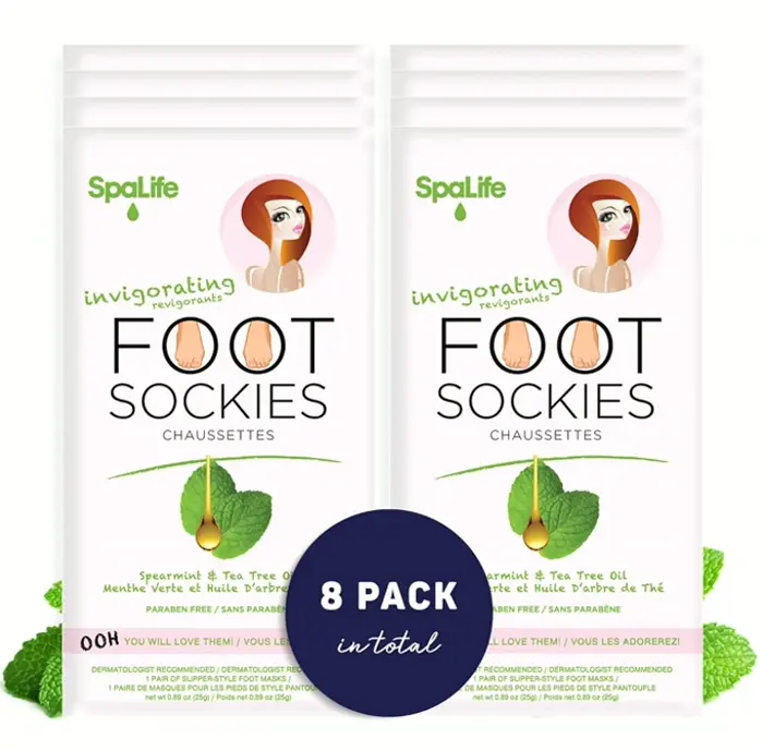 SpaLife Exfoliating Foot Masks (Pack of 8)