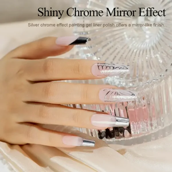 Chrome Mirror Gel Nail Liner, 3D Finish, 8ml