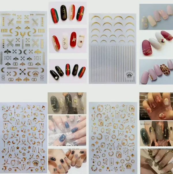 TOROKOM's 3D Metallic Nail Decals for Women