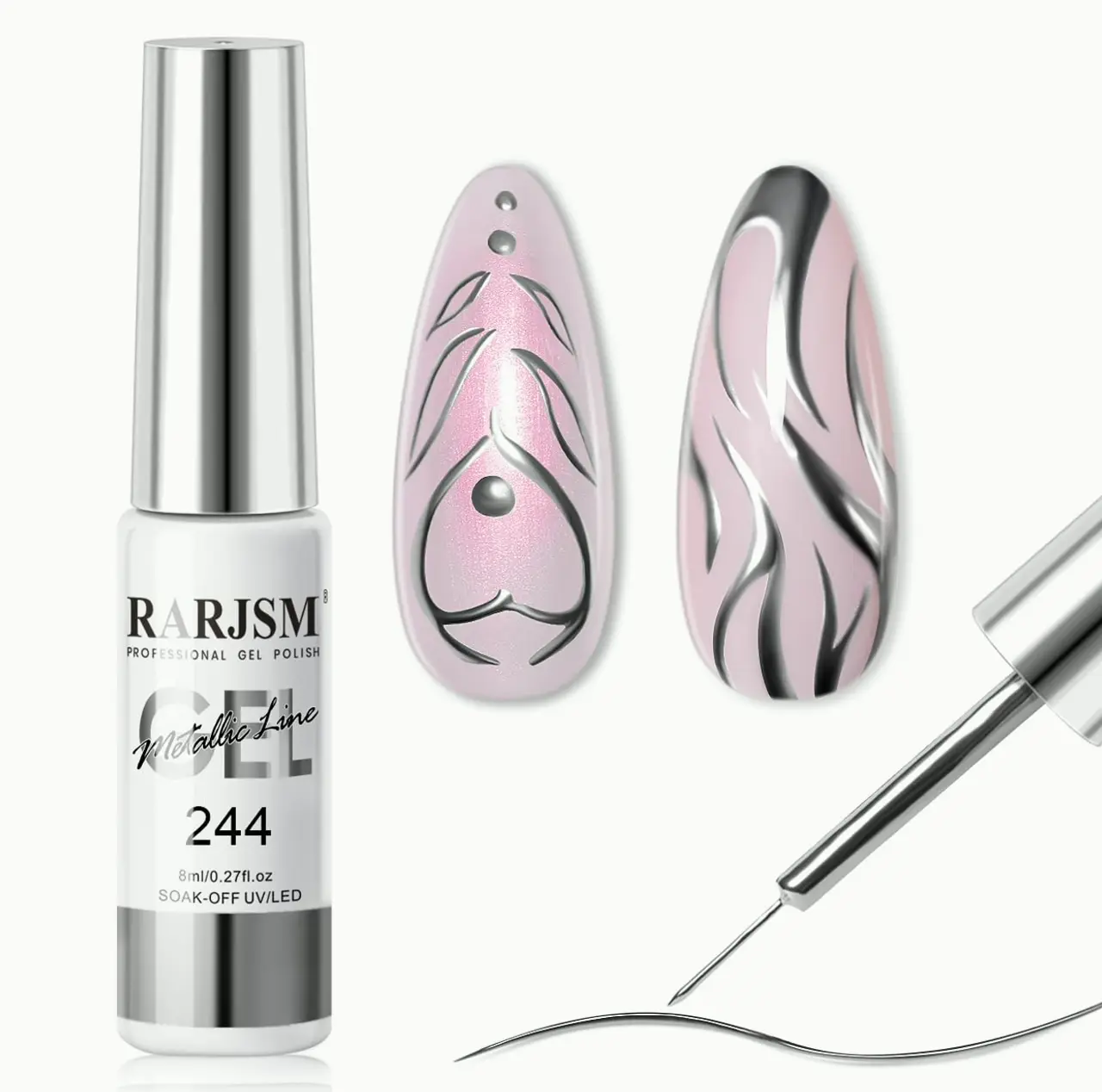Chrome Mirror Gel Nail Liner, 3D Finish, 8ml